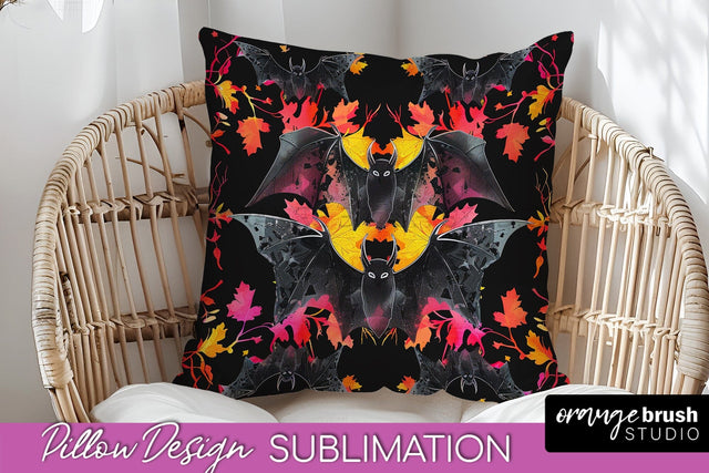 Neon Halloween Pillow Sublimation - Spooky Pillow Cover Sublimation OrangeBrushStudio 