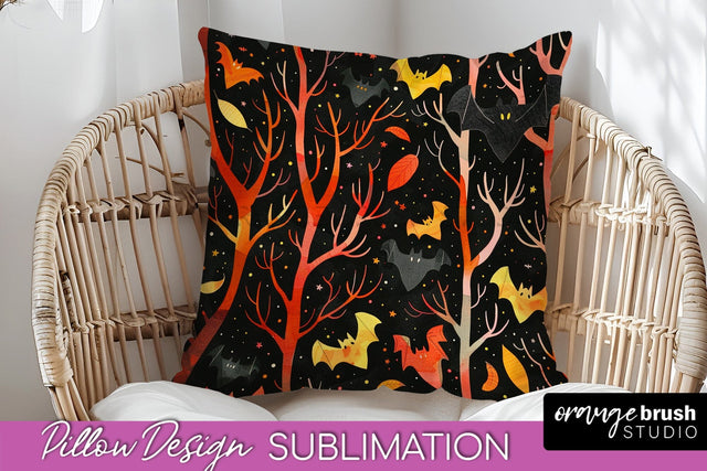 Neon Halloween Pillow Sublimation - Spooky Pillow Cover Sublimation OrangeBrushStudio 