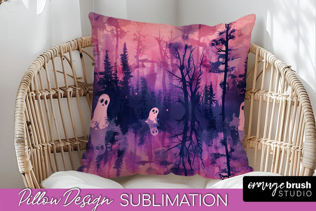 Neon Halloween Pillow Sublimation - Spooky Pillow Cover Sublimation OrangeBrushStudio 