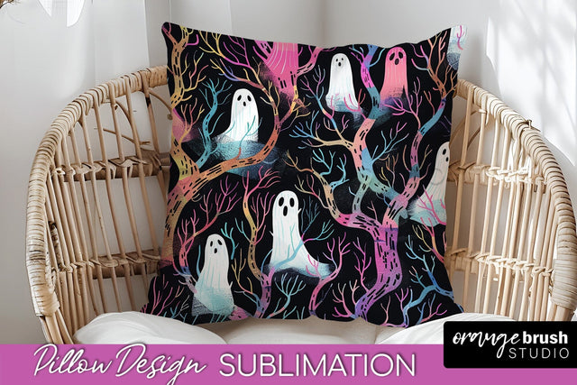 Neon Halloween Pillow Sublimation - Spooky Pillow Cover Sublimation OrangeBrushStudio 