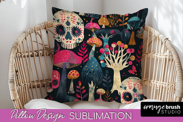 Neon Halloween Pillow Sublimation - Spooky Pillow Cover Sublimation OrangeBrushStudio 
