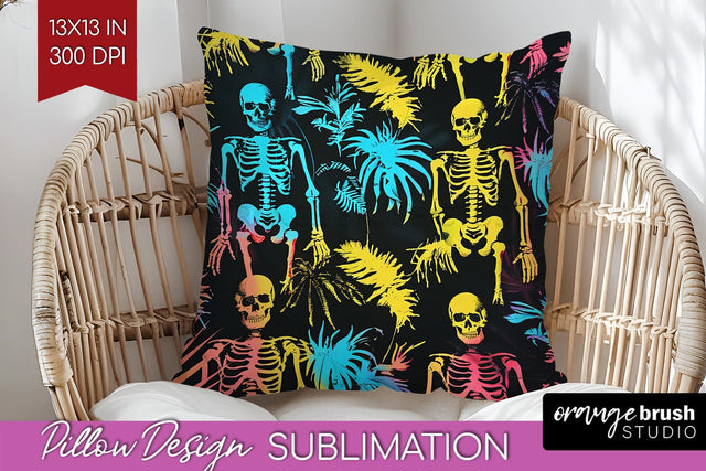 Neon Halloween Pillow Sublimation - Spooky Pillow Cover Sublimation OrangeBrushStudio 