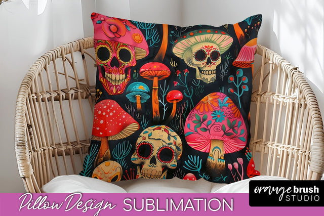 Neon Halloween Pillow Sublimation - Spooky Pillow Cover Sublimation OrangeBrushStudio 