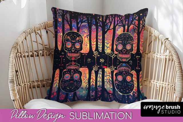 Neon Halloween Pillow Sublimation - Spooky Pillow Cover Sublimation OrangeBrushStudio 