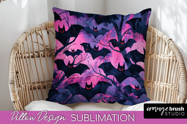 Neon Halloween Pillow Sublimation - Spooky Pillow Cover Sublimation OrangeBrushStudio 