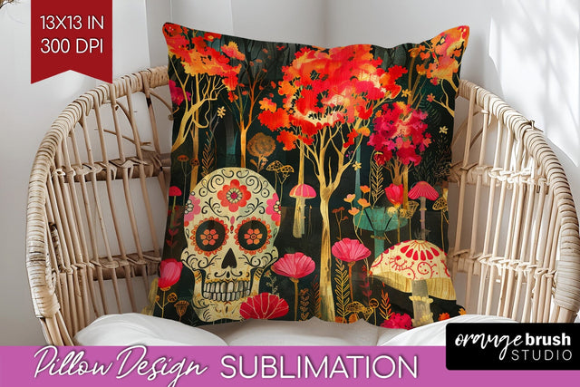 Neon Halloween Pillow Sublimation - Spooky Pillow Cover Sublimation OrangeBrushStudio 