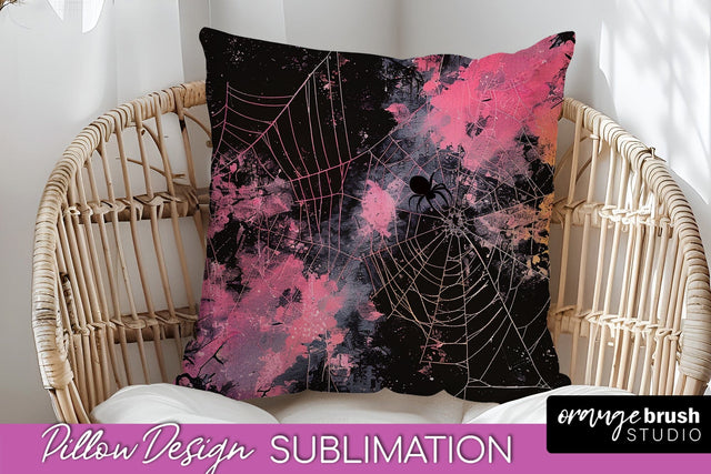 Neon Halloween Pillow Sublimation - Spooky Pillow Cover Sublimation OrangeBrushStudio 