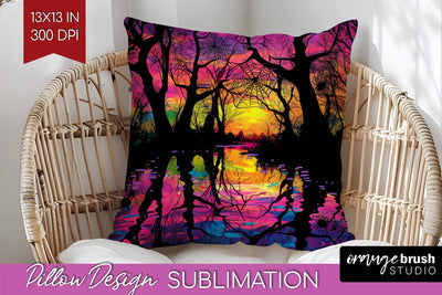 Neon Halloween Pillow Sublimation - Spooky Pillow Cover Sublimation OrangeBrushStudio 