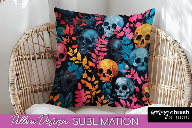 Neon Halloween Pillow Sublimation - Spooky Pillow Cover Sublimation OrangeBrushStudio 
