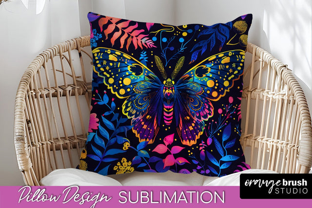 Neon Halloween Pillow Sublimation - Spooky Pillow Cover Sublimation OrangeBrushStudio 