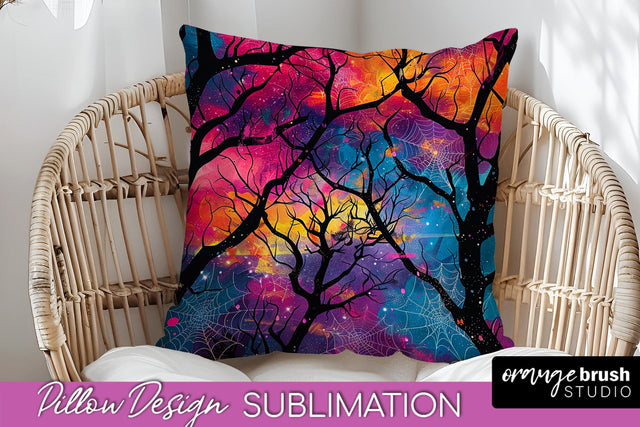 Neon Halloween Pillow Sublimation - Spooky Pillow Cover Sublimation OrangeBrushStudio 