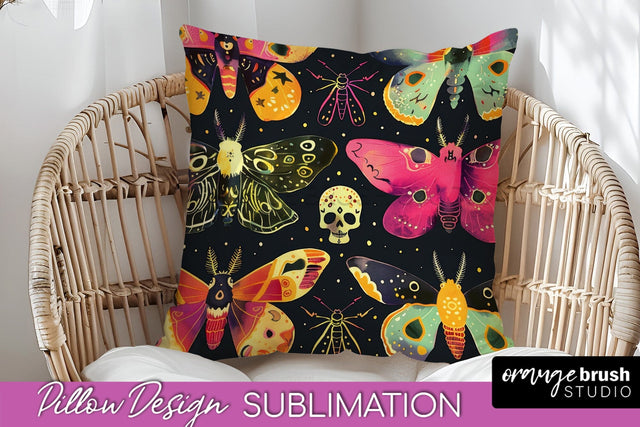 Neon Halloween Pillow Sublimation - Spooky Pillow Cover Sublimation OrangeBrushStudio 