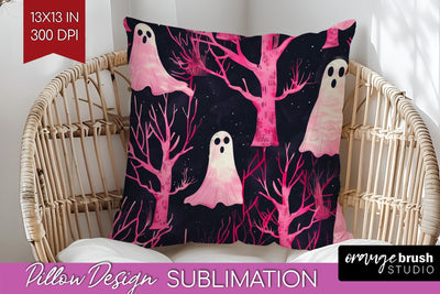 Neon Halloween Pillow Sublimation - Spooky Pillow Cover Sublimation OrangeBrushStudio 