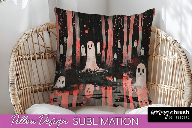 Neon Halloween Pillow Sublimation - Spooky Pillow Cover Sublimation OrangeBrushStudio 