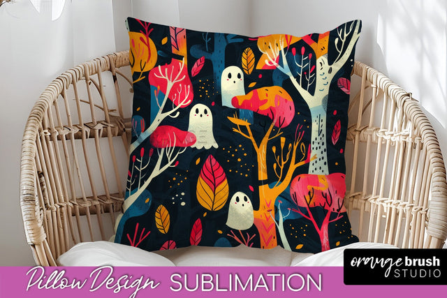 Neon Halloween Pillow Sublimation - Spooky Pillow Cover Sublimation OrangeBrushStudio 
