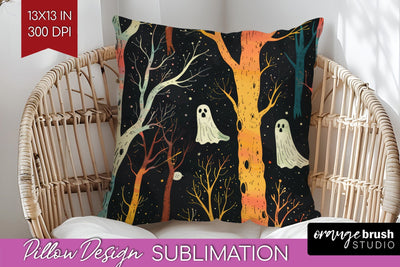 Neon Halloween Pillow Sublimation - Spooky Pillow Cover Sublimation OrangeBrushStudio 