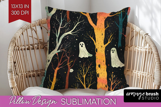 Neon Halloween Pillow Sublimation - Spooky Pillow Cover Sublimation OrangeBrushStudio 