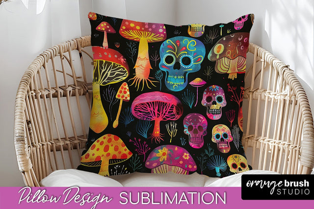 Neon Halloween Pillow Sublimation - Spooky Pillow Cover Sublimation OrangeBrushStudio 