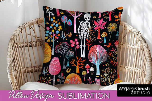 Neon Halloween Pillow Sublimation - Spooky Pillow Cover Sublimation OrangeBrushStudio 