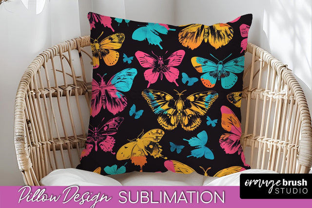 Neon Halloween Pillow Sublimation - Spooky Pillow Cover Sublimation OrangeBrushStudio 