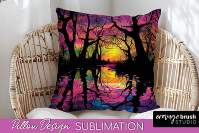 Neon Halloween Pillow Sublimation - Spooky Pillow Cover Sublimation OrangeBrushStudio 