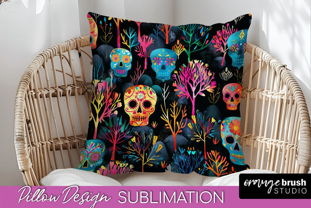 Neon Halloween Pillow Sublimation - Spooky Pillow Cover Sublimation OrangeBrushStudio 