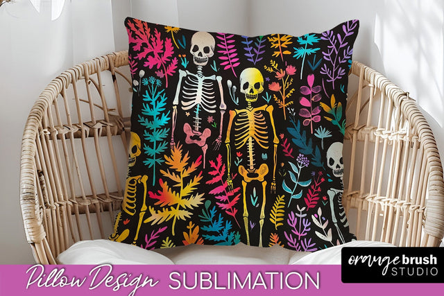 Neon Halloween Pillow Sublimation - Spooky Pillow Cover Sublimation OrangeBrushStudio 