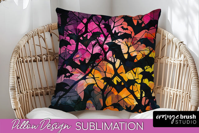 Neon Halloween Pillow Sublimation - Spooky Pillow Cover Sublimation OrangeBrushStudio 