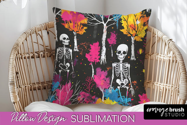 Neon Halloween Pillow Sublimation - Spooky Pillow Cover Sublimation OrangeBrushStudio 