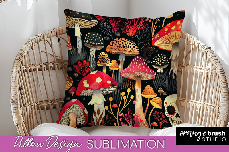 Neon Halloween Pillow Sublimation - Spooky Pillow Cover Sublimation OrangeBrushStudio 