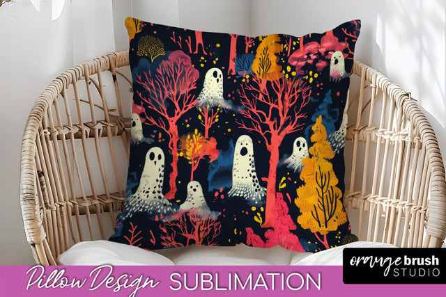 Neon Halloween Pillow Sublimation - Spooky Pillow Cover Sublimation OrangeBrushStudio 