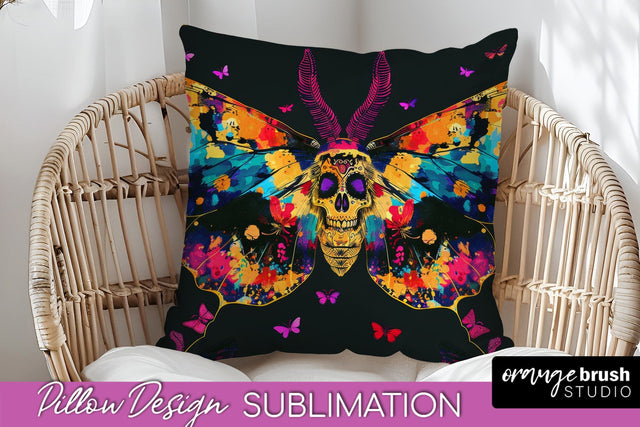 Neon Halloween Pillow Sublimation - Spooky Pillow Cover Sublimation OrangeBrushStudio 