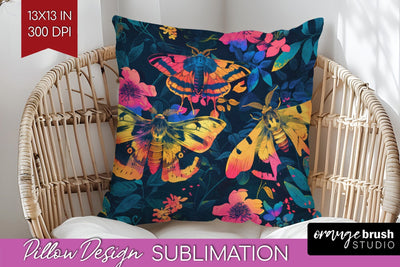 Neon Halloween Pillow Sublimation - Spooky Pillow Cover Sublimation OrangeBrushStudio 