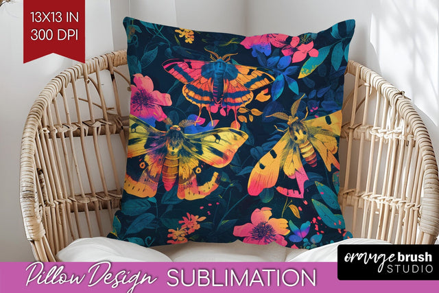 Neon Halloween Pillow Sublimation - Spooky Pillow Cover Sublimation OrangeBrushStudio 