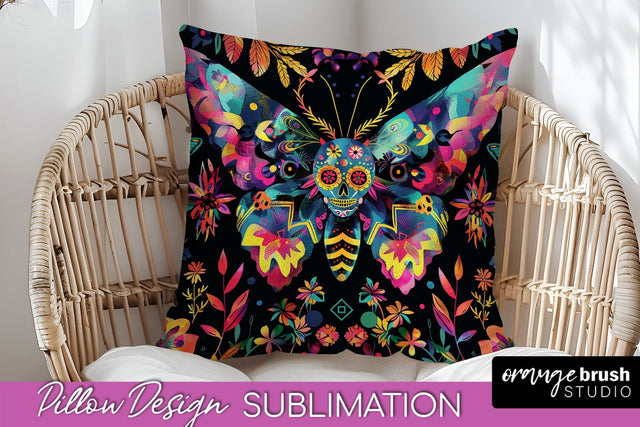 Neon Halloween Pillow Sublimation - Spooky Pillow Cover Sublimation OrangeBrushStudio 