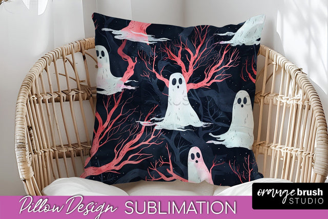 Neon Halloween Pillow Sublimation - Spooky Pillow Cover Sublimation OrangeBrushStudio 