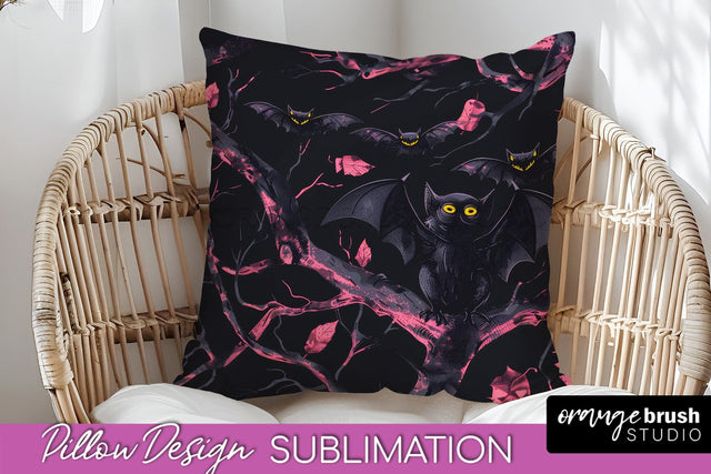 Neon Halloween Pillow Sublimation - Spooky Pillow Cover Sublimation OrangeBrushStudio 