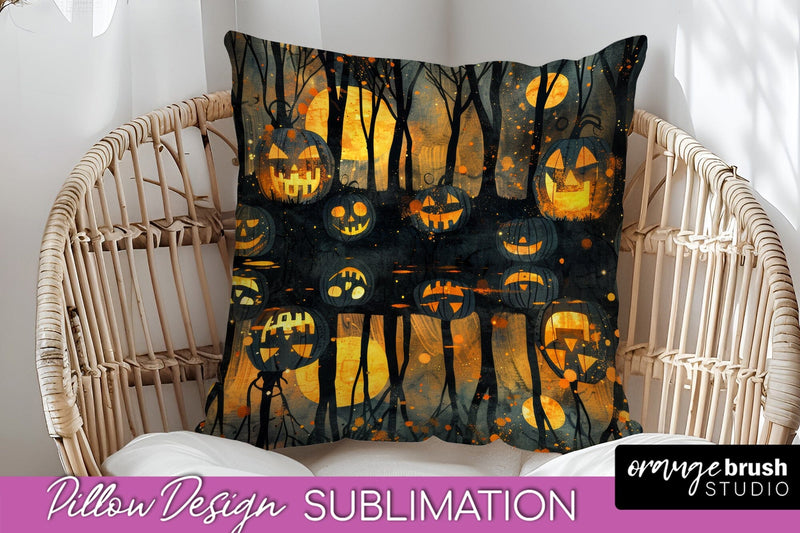 Neon Halloween Pillow Sublimation - Spooky Pillow Cover Sublimation OrangeBrushStudio 
