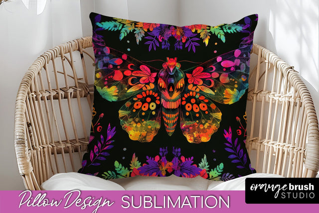 Neon Halloween Pillow Sublimation - Spooky Pillow Cover Sublimation OrangeBrushStudio 