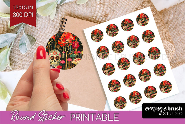 Neon Halloween Round Sticker - Halloween Printable Sticker Sublimation OrangeBrushStudio 