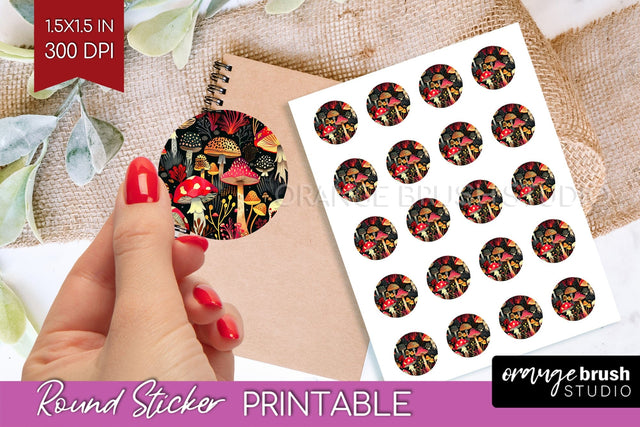 Neon Halloween Round Sticker - Halloween Printable Sticker Sublimation OrangeBrushStudio 