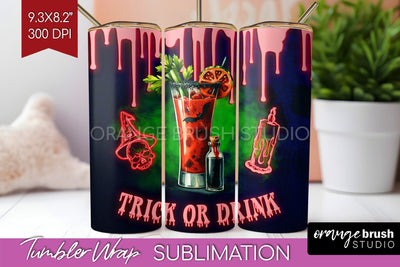 Neon Halloween Tumbler Wrap, Cocktail Tumbler Sublimation Sublimation OrangeBrushStudio 