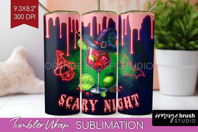 Neon Halloween Tumbler Wrap, Cocktail Tumbler Sublimation Sublimation OrangeBrushStudio 