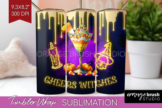 Neon Halloween Tumbler Wrap, Cocktail Tumbler Sublimation Sublimation OrangeBrushStudio 
