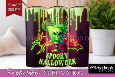 Neon Halloween Tumbler Wrap, Cocktail Tumbler Sublimation Sublimation OrangeBrushStudio 