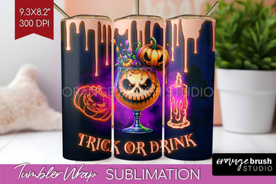 Neon Halloween Tumbler Wrap, Cocktail Tumbler Sublimation Sublimation OrangeBrushStudio 