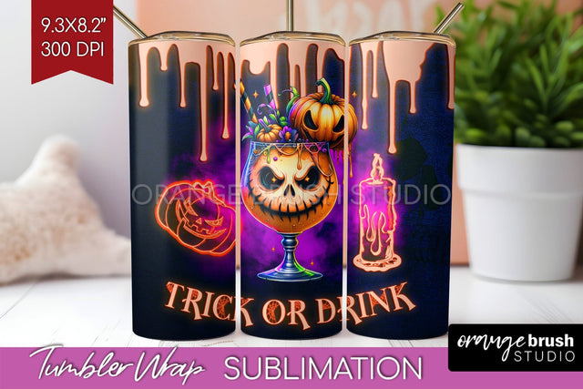 Neon Halloween Tumbler Wrap, Cocktail Tumbler Sublimation Sublimation OrangeBrushStudio 