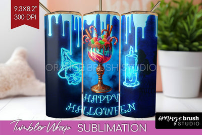 Neon Halloween Tumbler Wrap, Cocktail Tumbler Sublimation Sublimation OrangeBrushStudio 