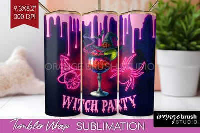 Neon Halloween Tumbler Wrap, Cocktail Tumbler Sublimation Sublimation OrangeBrushStudio 