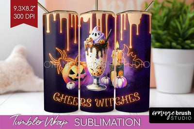 Neon Halloween Tumbler Wrap, Cocktail Tumbler Sublimation Sublimation OrangeBrushStudio 